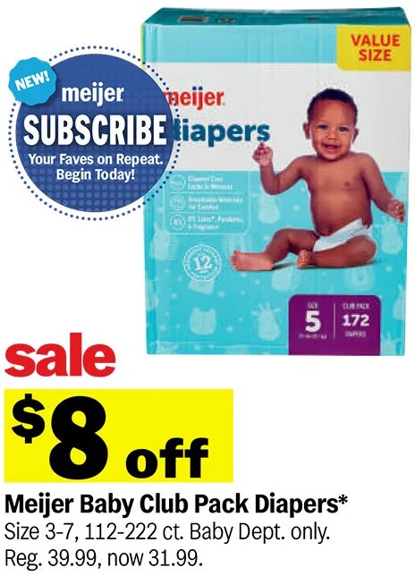 Meijer Baby Club Pack Diapers* at Meijer