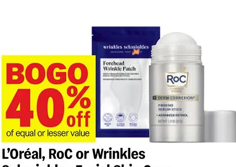L'Oréal, RoC or Wrinkles Schminkles Facial Skin Care Products