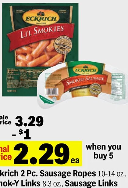 Eckrich 2 Pc. Sausage Ropes, Smok-Y Links or Li'l Smokies at Meijer