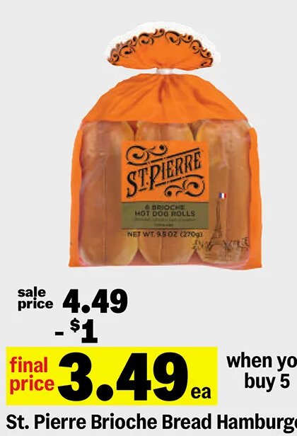 St. Pierre Brioche Bread Hamburger or Hot Dog Buns at Meijer