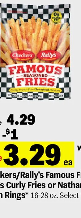 Checkers/Rally's Famous Fries, Arby's Curly Fries or Nathan's Onion Rings