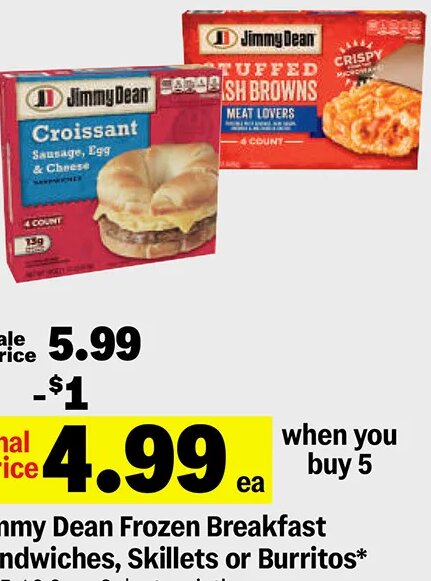 Jimmy Dean Frozen Breakfast Sandwiches, Skillets or Burritos at Meijer