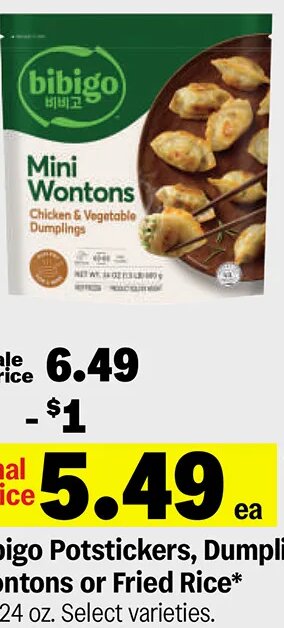 Bibigo Potstickers, Dumplings, Wontons or Fried Rice at Meijer