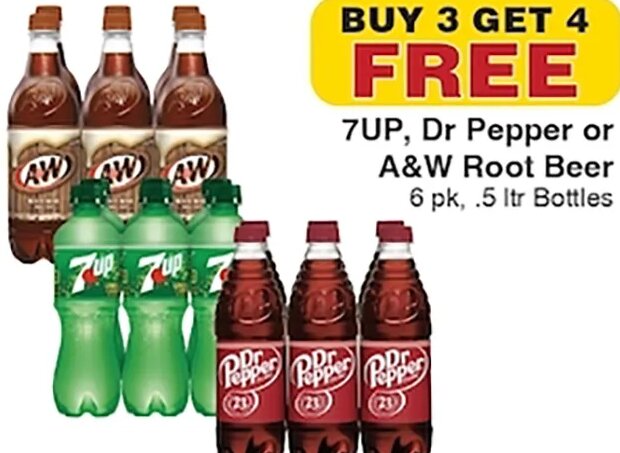7UP, Dr Pepper or A&W Root Beer
