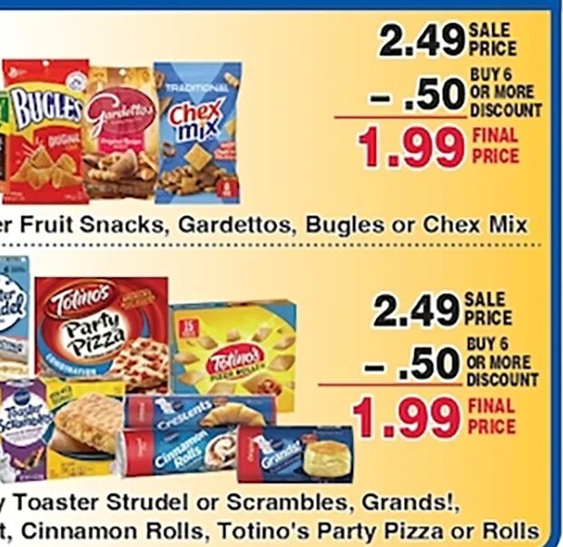 Pillsbury Toaster Strudel or Scrambles, Grands!, Crescent, Cinnamon Rolls, Totino's Party Pizza or Rolls at Piggly Wiggly