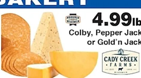 Colby, Pepper Jack or Gold'n Jack