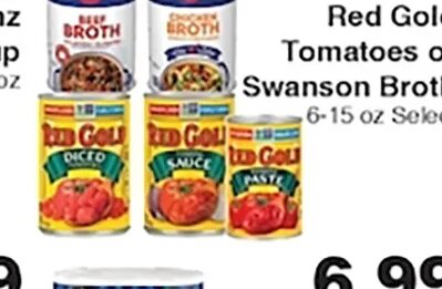 Red Gold Tomatoes or Swanson Broth at Piggly Wiggly