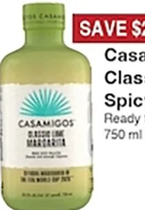 Casamigos Classic Lime or Spicy Margarita