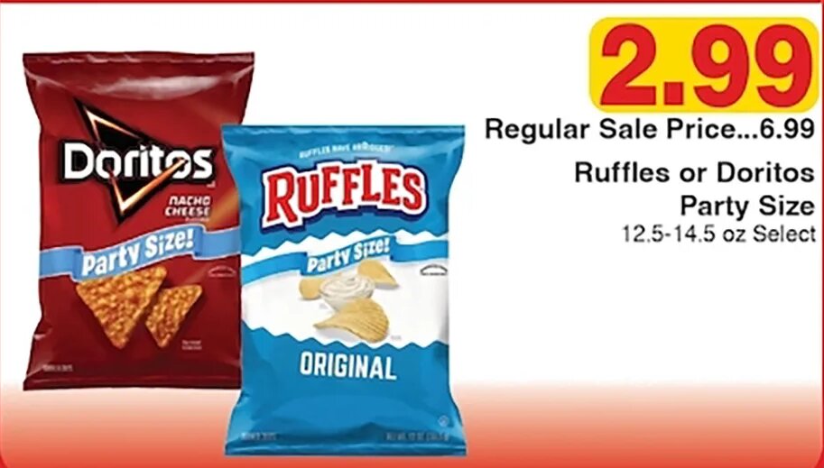 Ruffles or Doritos Party Size at Piggly Wiggly