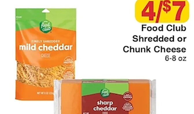 Food Club Shredded or Chunk Cheese