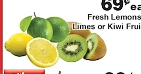 Fresh Lemons, Limes or Kiwi Fruit