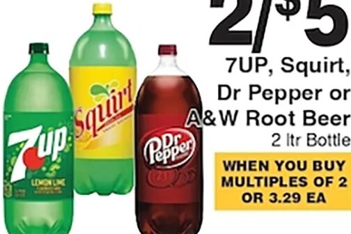 7UP, Squirt, Dr Pepper or A&W Root Beer at Piggly Wiggly