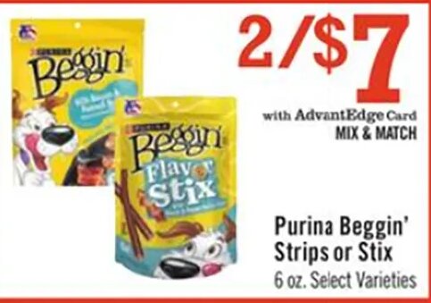 Purina Beggin' Strips or Stix at Price Chopper