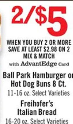 Ball Park Hamburger or Hot Dog Buns at Price Chopper