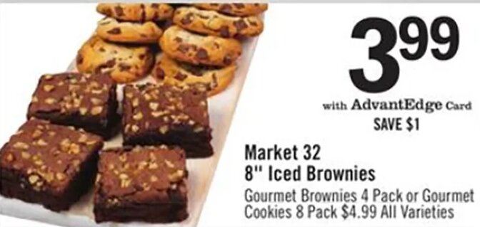 Market 32 8" Iced Brownies / Gourmet Cookies
