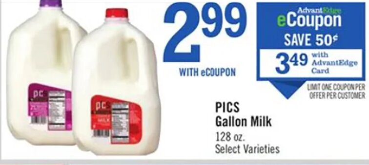 PICS Gallon Milk at Price Chopper