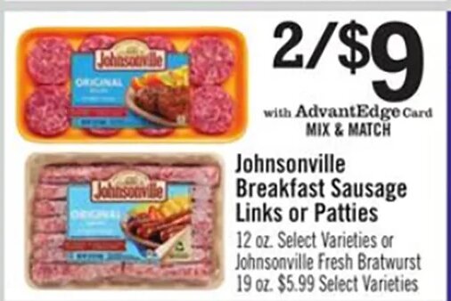 Johnsonville Breakfast Sausage Links or Patties