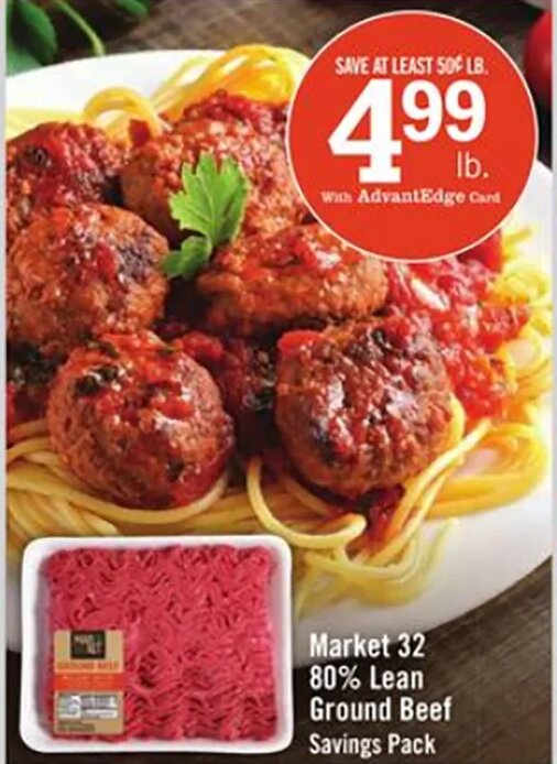 Market 32 80% Lean Ground Beef at Price Chopper