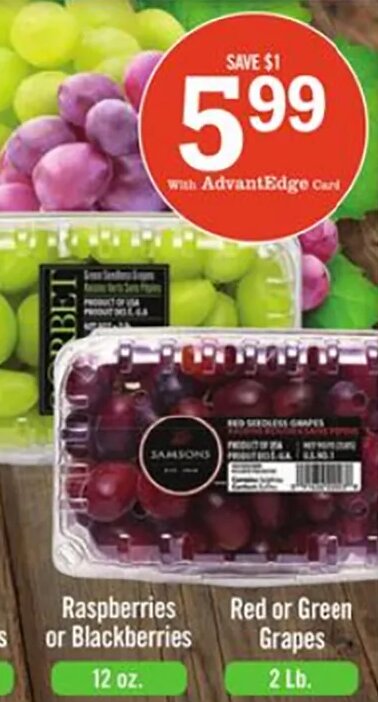 Red or Green Grapes at Price Chopper