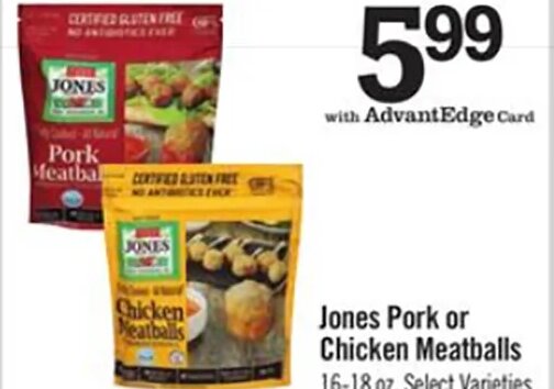 Jones Pork or Chicken Meatballs