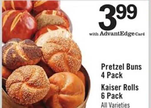 Pretzel Buns 4 Pack / Kaiser Rolls 6 Pack