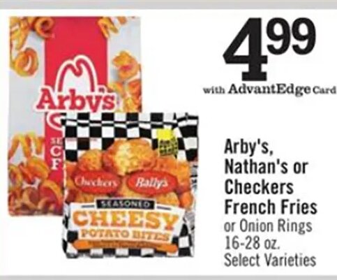 Arby's, Nathan's or Checkers French Fries or Onion Rings
