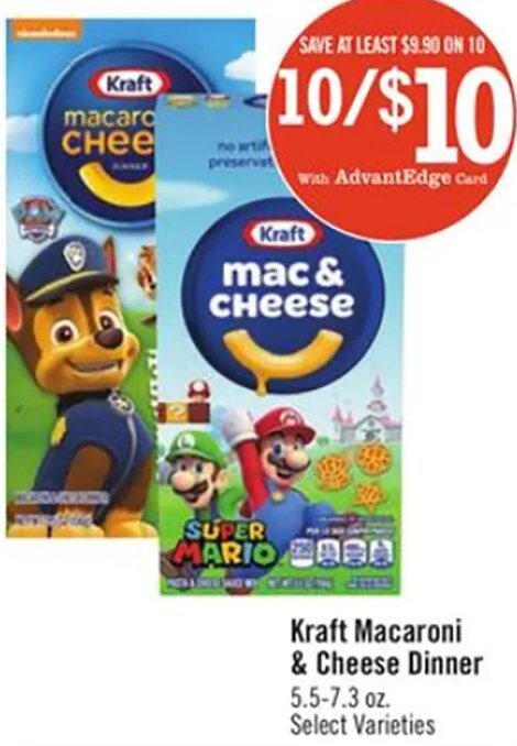 Kraft Macaroni & Cheese Dinner at Price Chopper