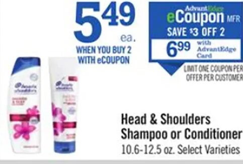 Head & Shoulders Shampoo or Conditioner at Price Chopper