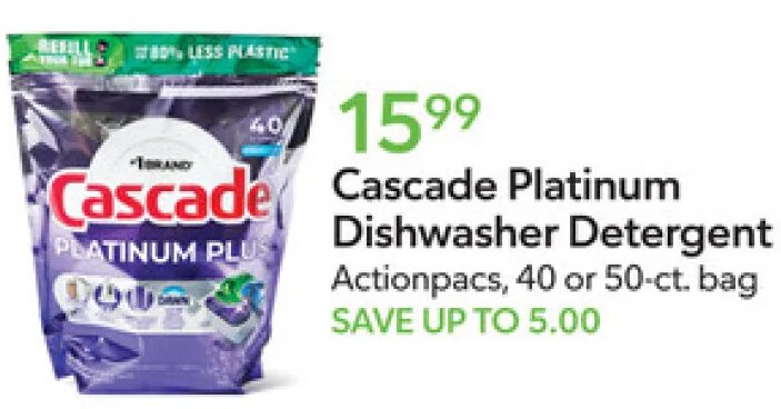 Cascade Platinum Dishwasher Detergent at Publix