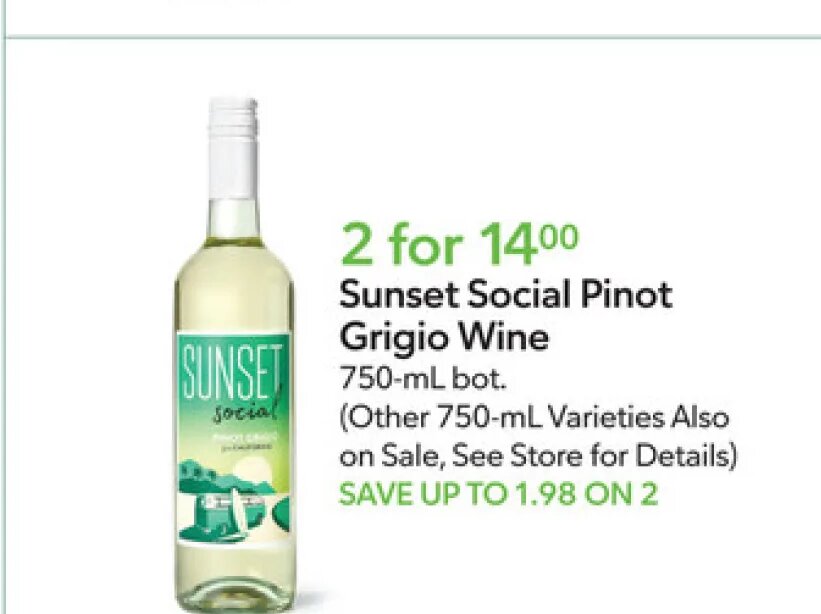 Sunset Social Pinot Grigio Wine at Publix
