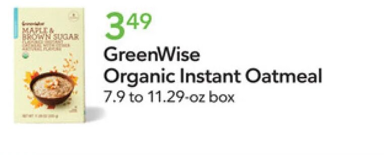 GreenWise Organic Instant Oatmeal at Publix