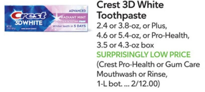Crest 3D White Toothpaste