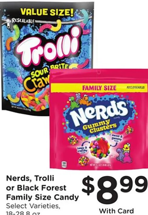Nerds, Trolli or Black Forest Family Size Candy