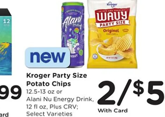 Kroger Party Size Potato Chips / Alani Nu Energy Drink