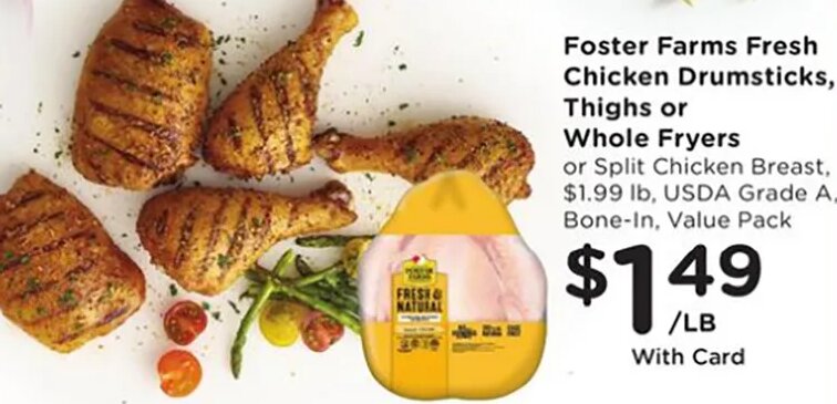 Foster Farms Fresh Chicken Drumsticks, Thighs or Whole Fryers at Ralphs