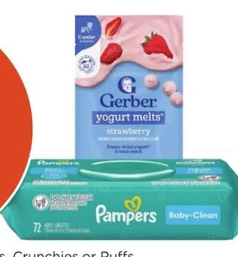 Pampers Wipes or Gerber Melts, Crunches or Puffs at Ralphs