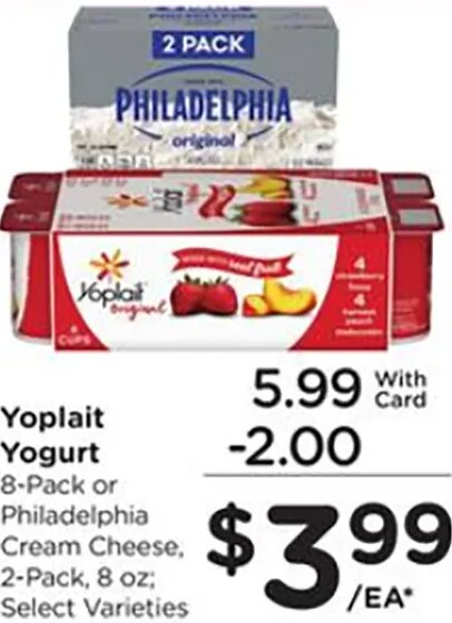 Yoplait Yogurt / Philadelphia Cream Cheese at Ralphs