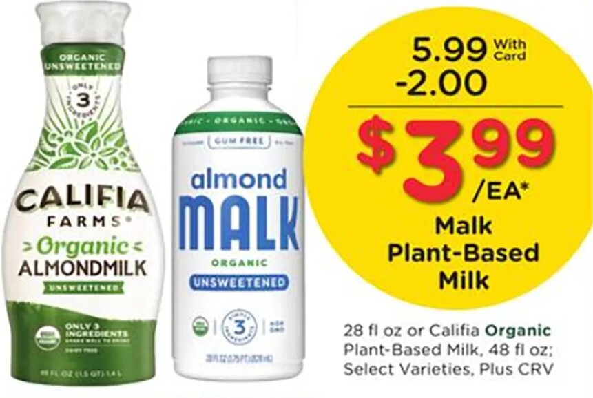 Califia Farms Almondmilk / Malk Plant-Based Milk at Ralphs