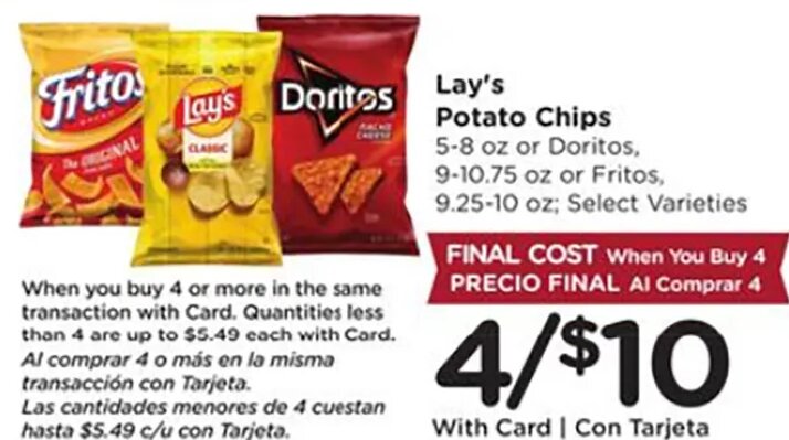 Lay's Potato Chips or Doritos at Ralphs
