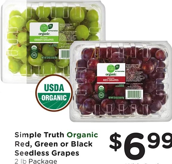 Simple Truth Organic Red, Green or Black Seedless Grapes at Ralphs