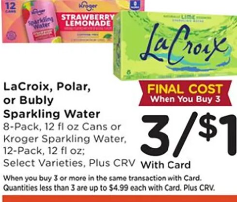LaCroix, Polar, or Bubbly Sparkling Water