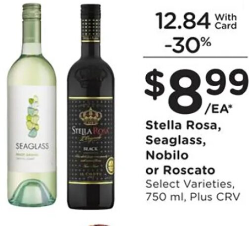 Stella Rosa, Seaglass, Nobilo or Roscato