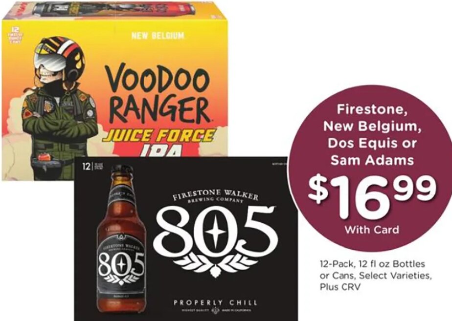 Firestone, New Belgium, Dos Equis or Sam Adams at Ralphs