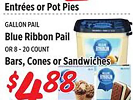 Blue Ribbon Pail or Bars, Cones or Sandwiches