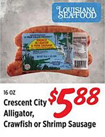 Crescent City Alligator, Crawfish or Shrimp Sausage at Rouses