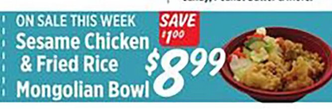 Sesame Chicken & Fried Rice / Mongolian Bowl at Rouses