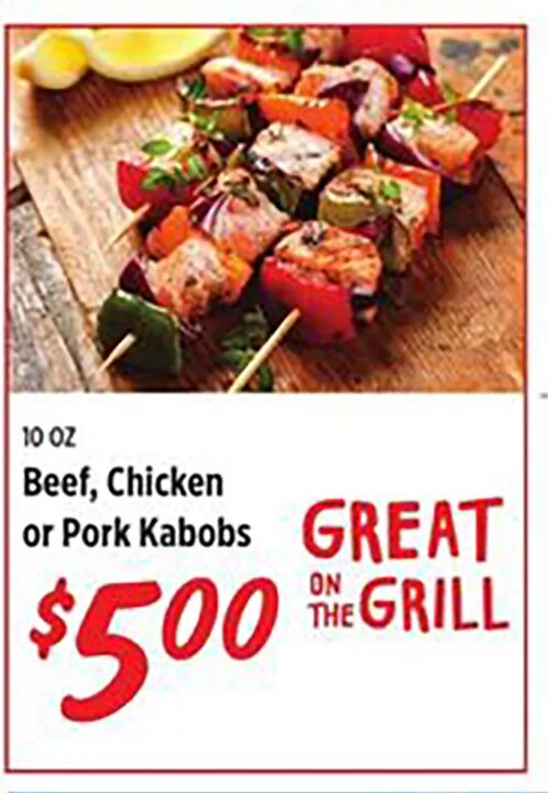 Beef, Chicken or Pork Kabobs