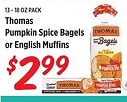 Thomas Pumpkin Spice Bagels or English Muffins
