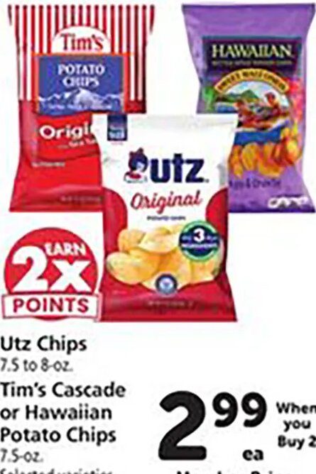 Utz Chips, Tim's or Hawaiian Potato Chips