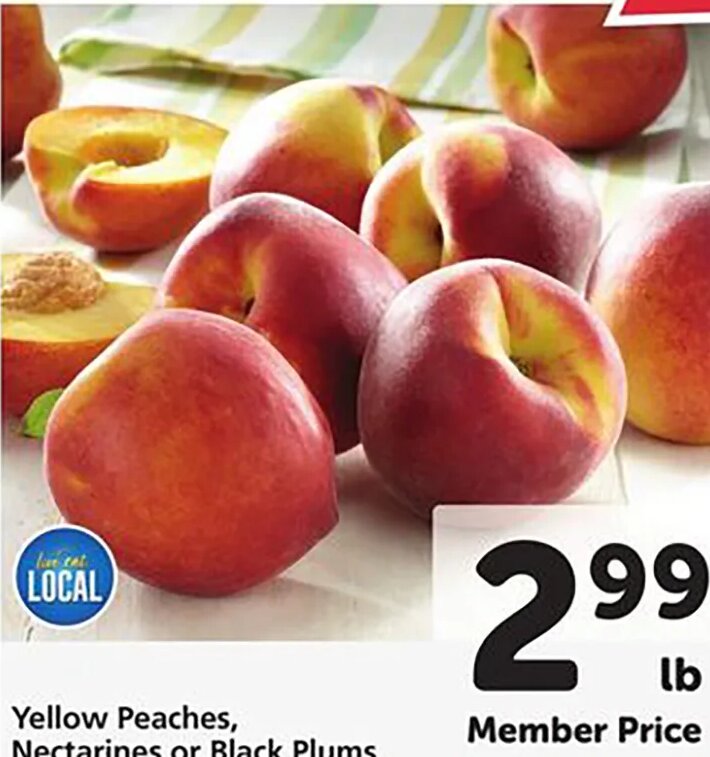 Yellow Peaches, Nectarines or Black Plums